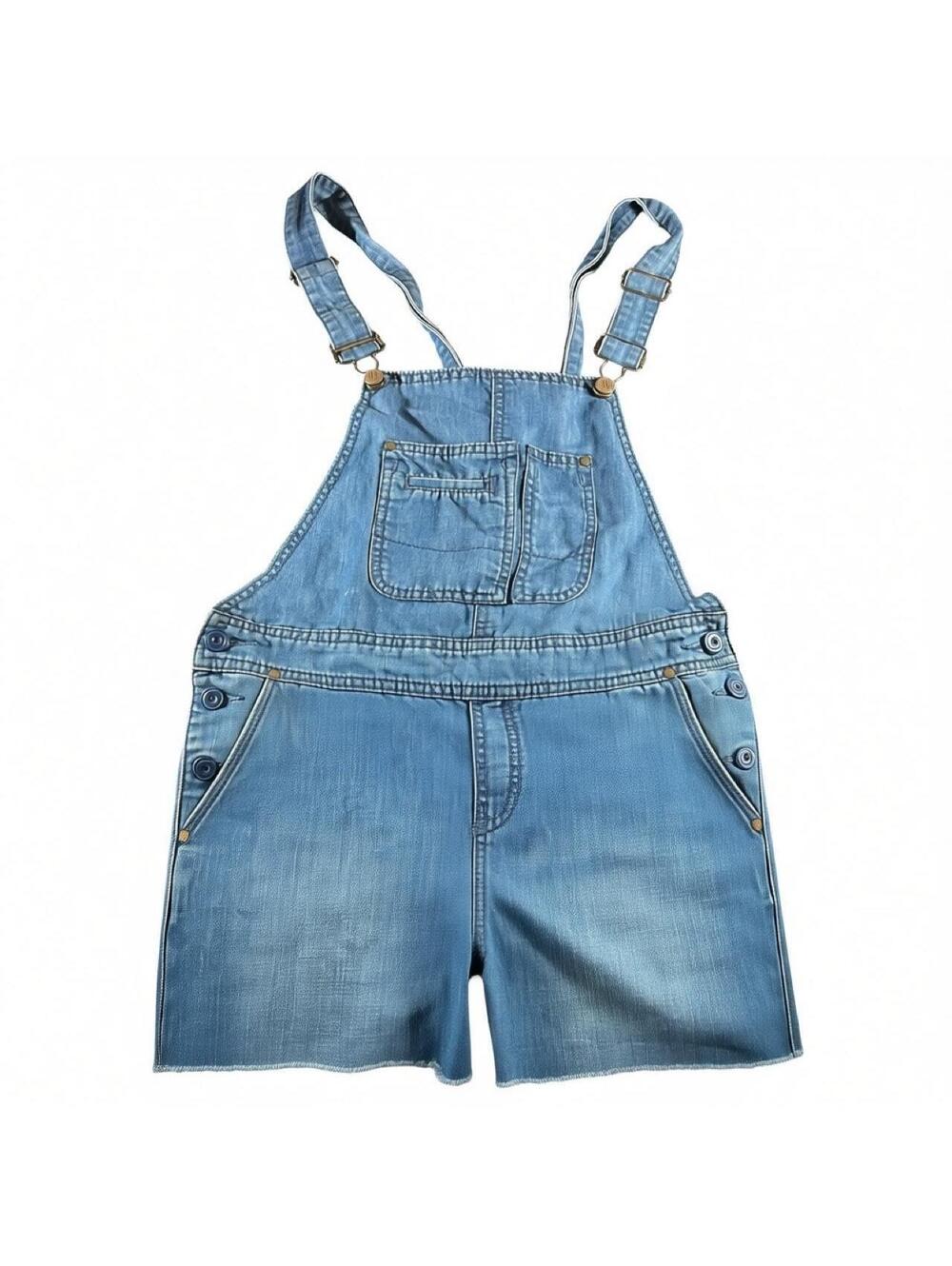 Holding Horses Light Wash Denim Shortalls Overall Shorts